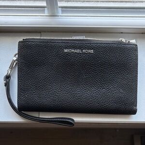 Michael Kors Black Leather Wristlet